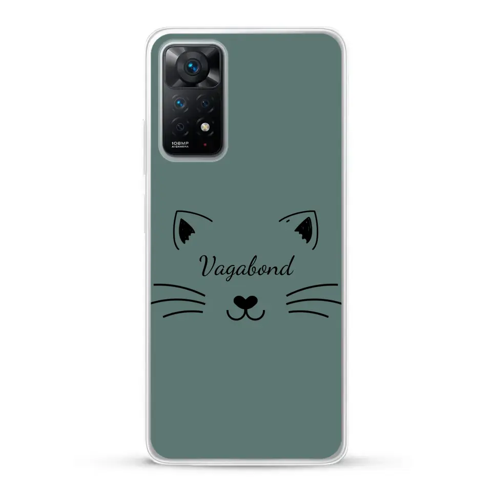 Visage de chat avec prénom - Coque de téléphone personnalisée