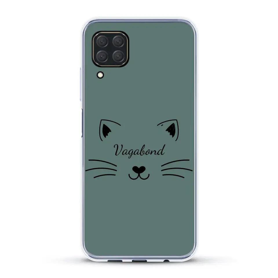 Visage de chat avec prénom - Coque de téléphone personnalisée