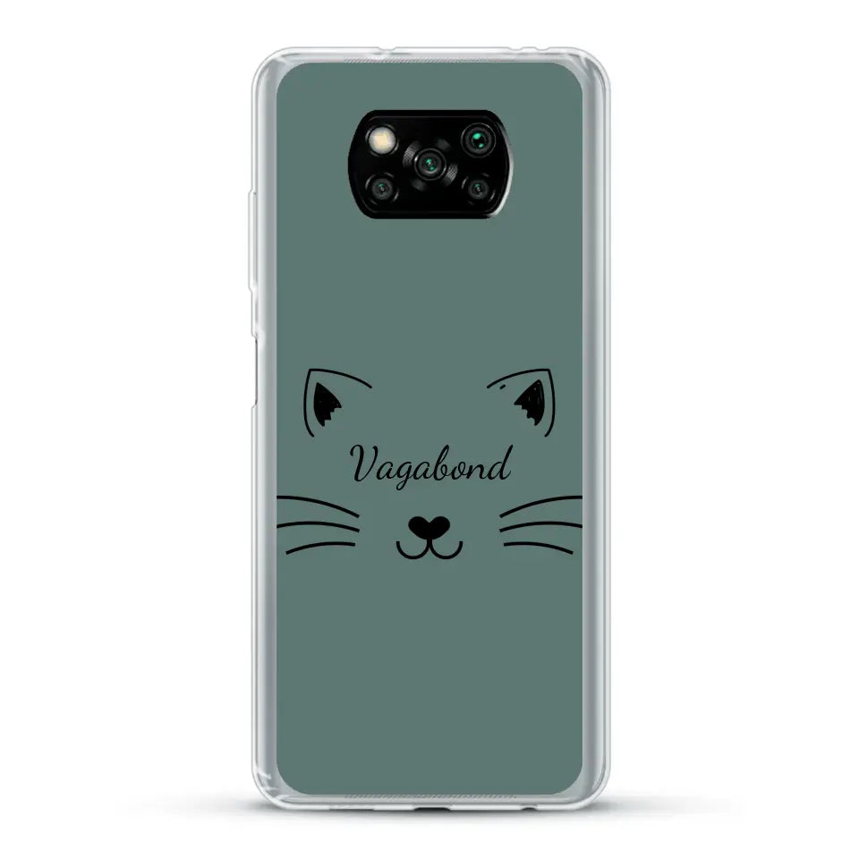 Visage de chat avec prénom - Coque de téléphone personnalisée