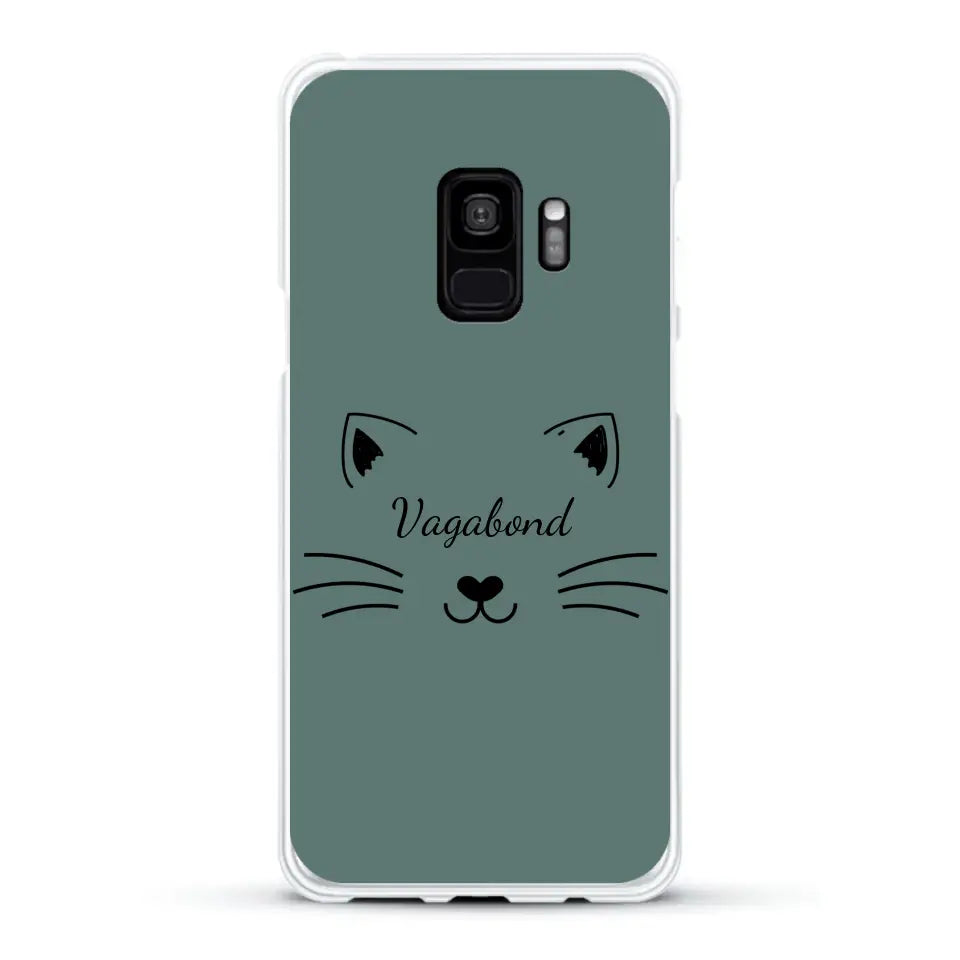 Visage de chat avec prénom - Coque de téléphone personnalisée