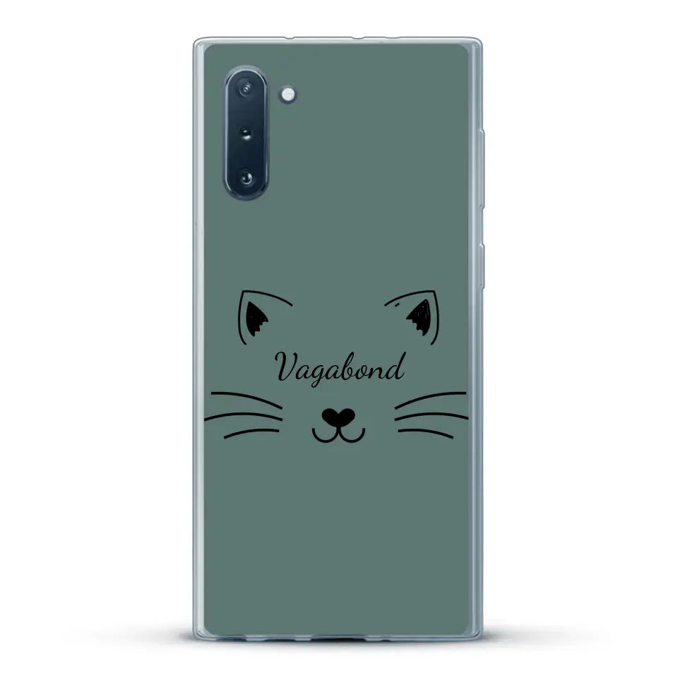 Visage de chat avec prénom - Coque de téléphone personnalisée