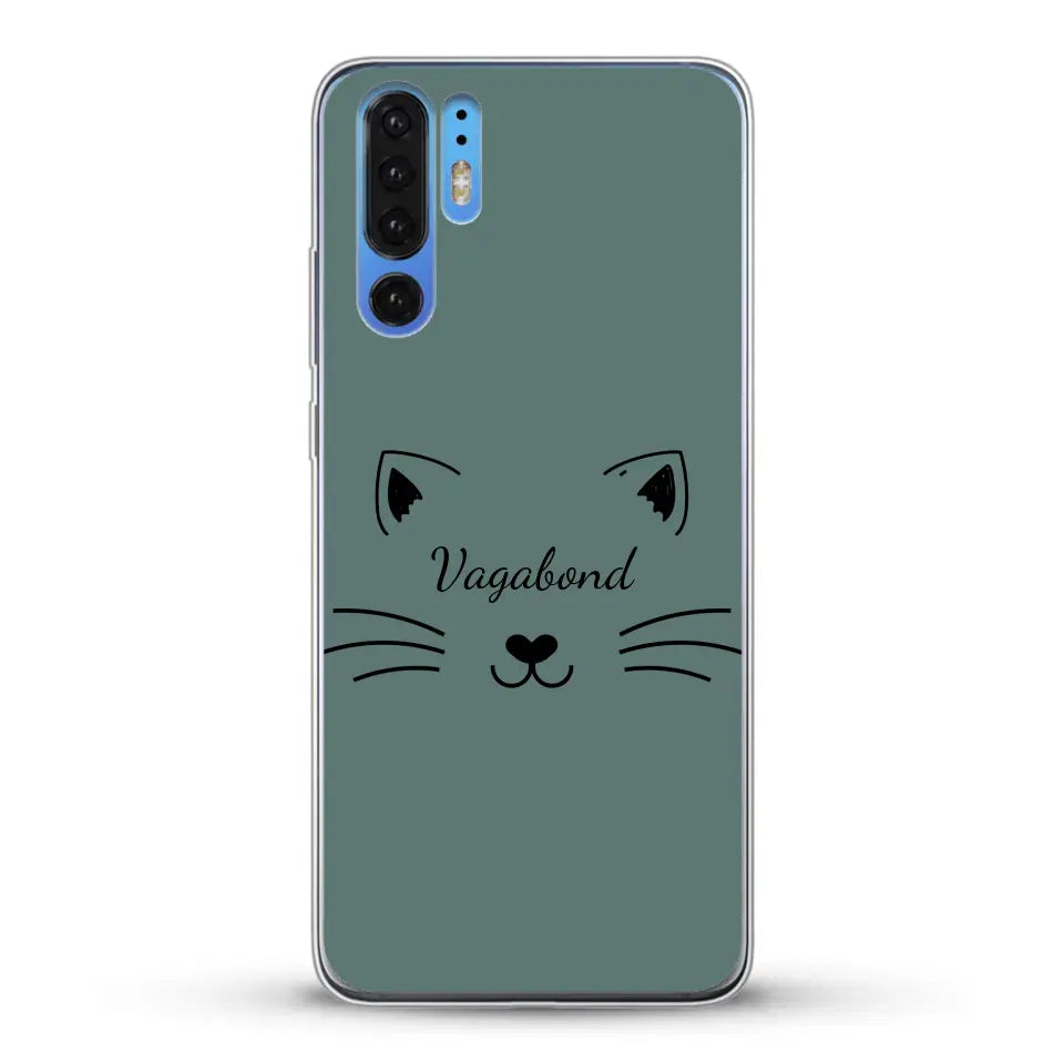 Visage de chat avec prénom - Coque de téléphone personnalisée