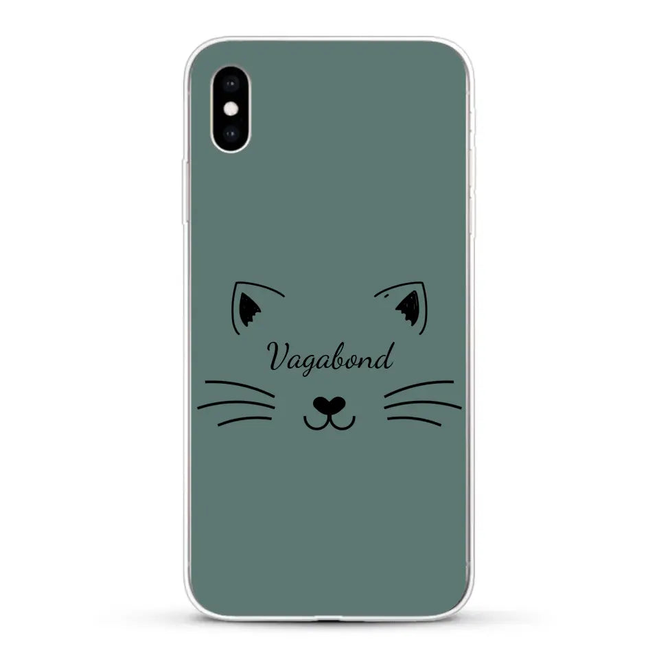 Visage de chat avec prénom - Coque de téléphone personnalisée