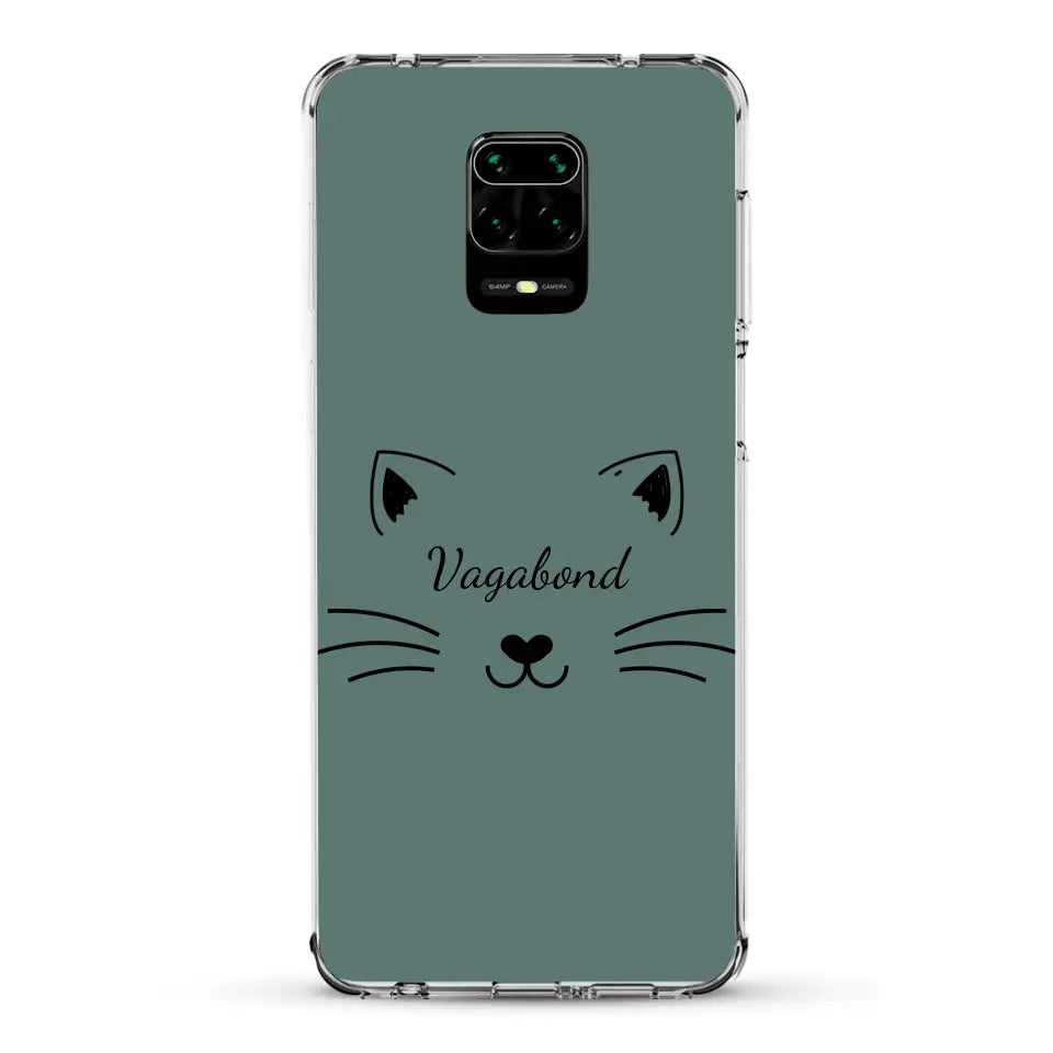 Visage de chat avec prénom - Coque de téléphone personnalisée