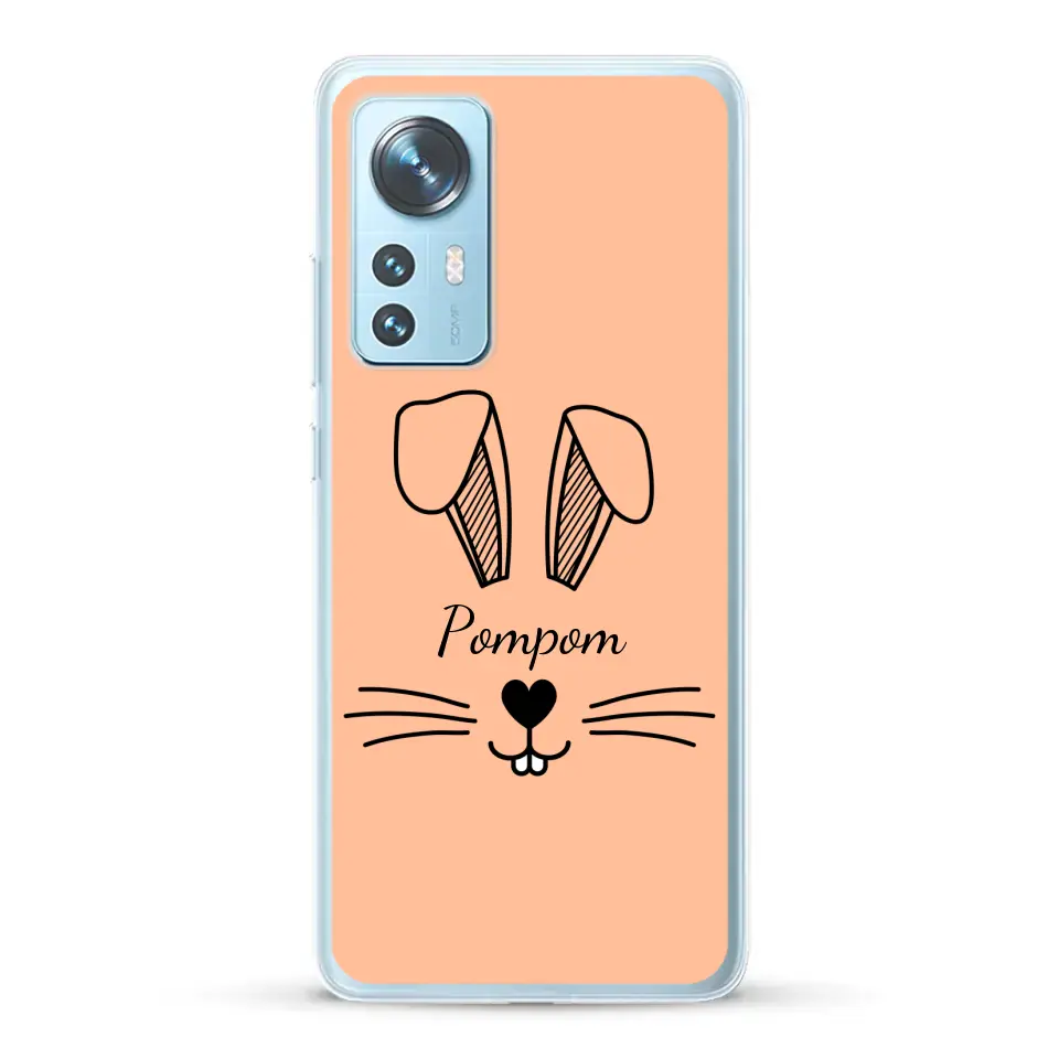 Visage de Lapin avec prénom - Coque de téléphone personnalisée