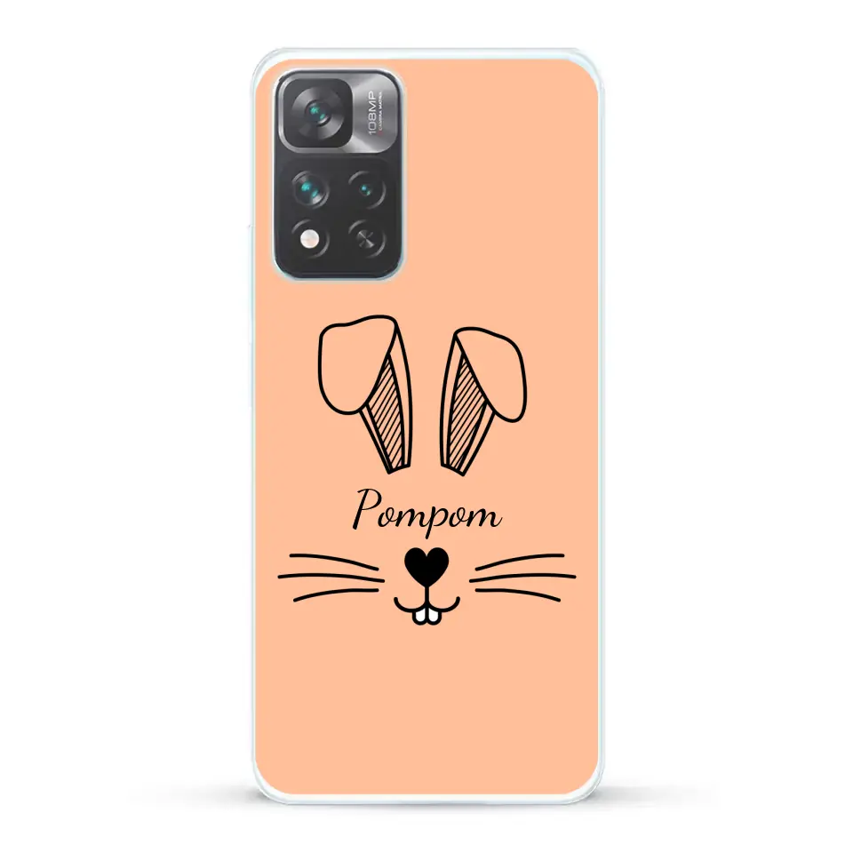 Visage de Lapin avec prénom - Coque de téléphone personnalisée