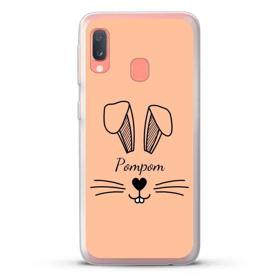 Visage de Lapin avec prénom - Coque de téléphone personnalisée