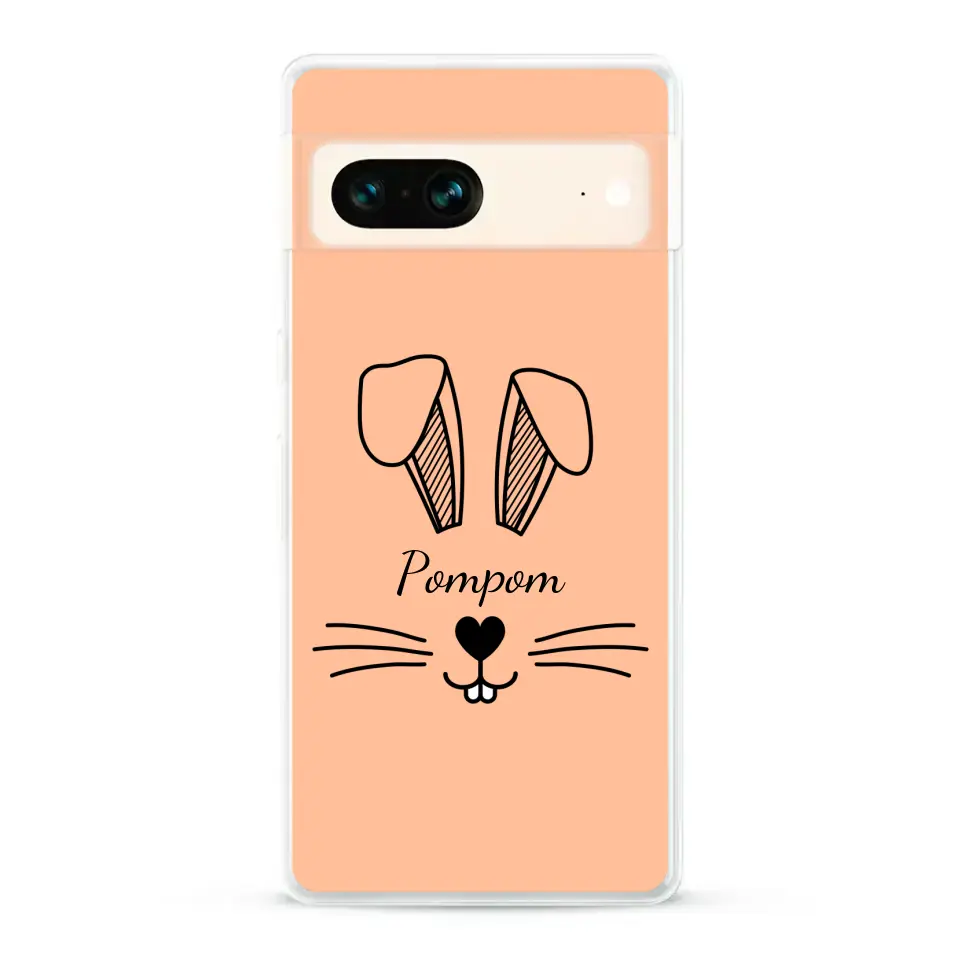 Visage de Lapin avec prénom - Coque de téléphone personnalisée