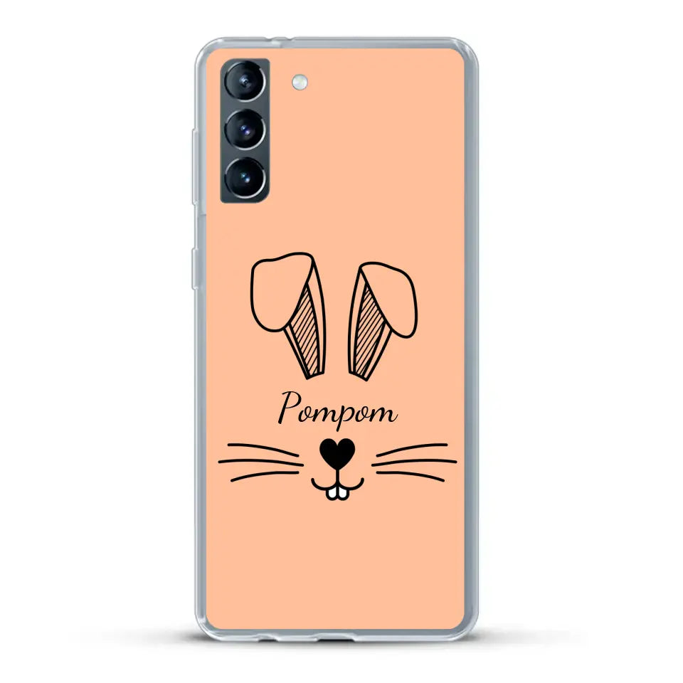 Visage de Lapin avec prénom - Coque de téléphone personnalisée