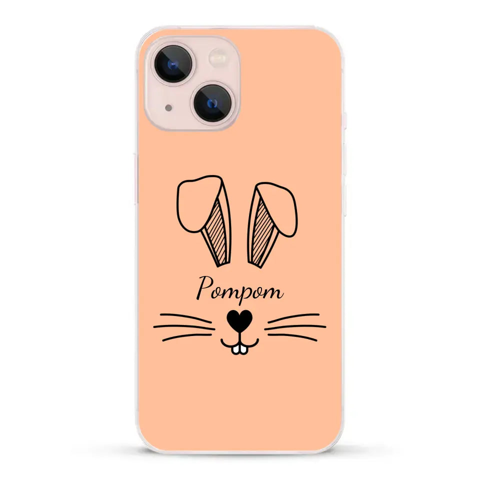 Visage de Lapin avec prénom - Coque de téléphone personnalisée