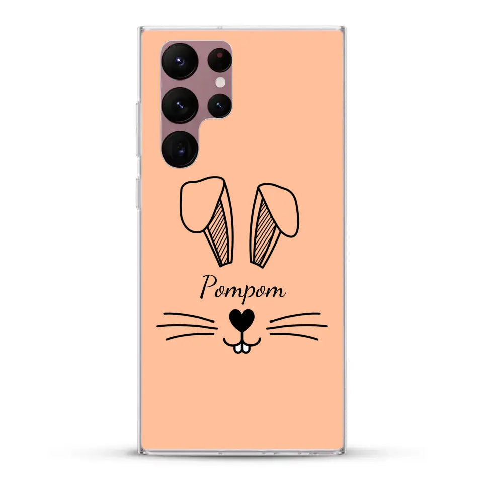 Visage de Lapin avec prénom - Coque de téléphone personnalisée