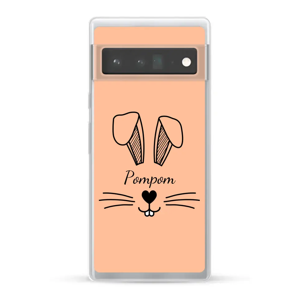 Visage de Lapin avec prénom - Coque de téléphone personnalisée