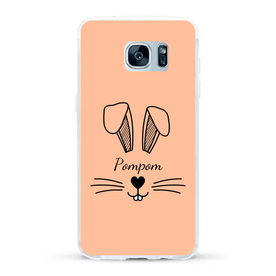 Visage de Lapin avec prénom - Coque de téléphone personnalisée