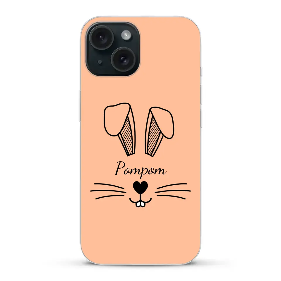 Visage de Lapin avec prénom - Coque de téléphone personnalisée