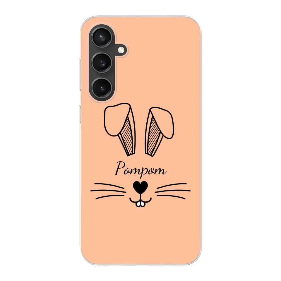 Visage de Lapin avec prénom - Coque de téléphone personnalisée