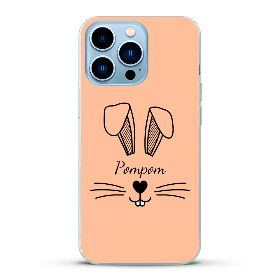 Visage de Lapin avec prénom - Coque de téléphone personnalisée