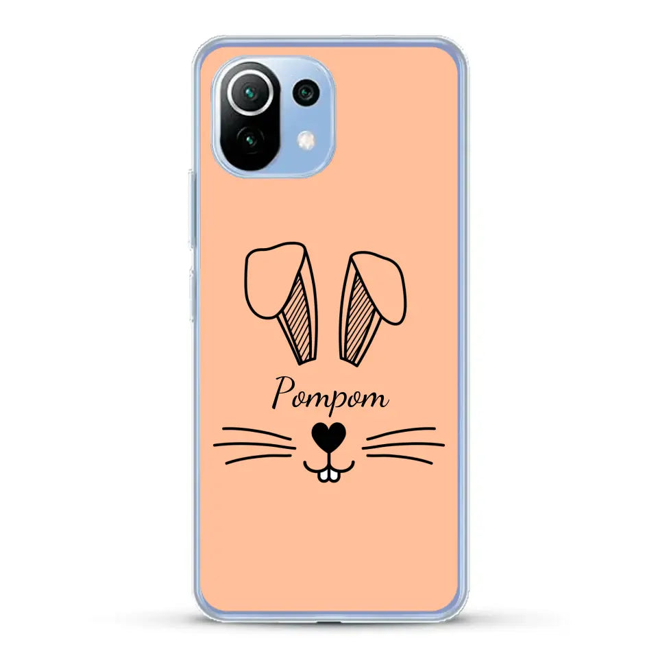 Visage de Lapin avec prénom - Coque de téléphone personnalisée