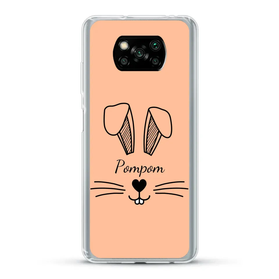 Visage de Lapin avec prénom - Coque de téléphone personnalisée