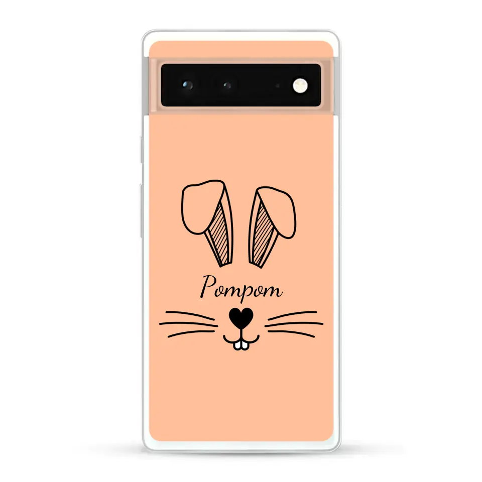 Visage de Lapin avec prénom - Coque de téléphone personnalisée