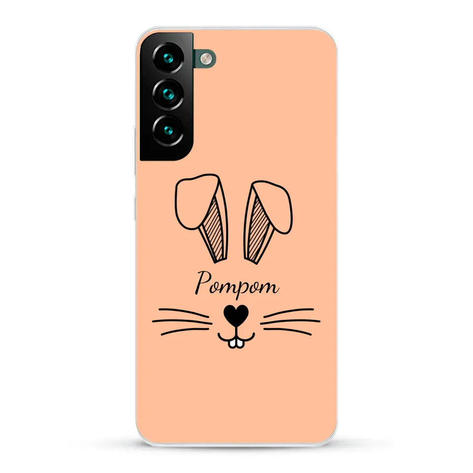 Visage de Lapin avec prénom - Coque de téléphone personnalisée