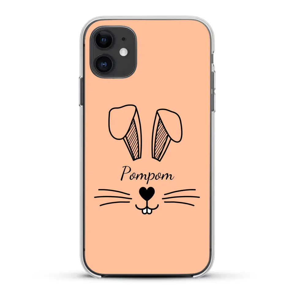 Visage de Lapin avec prénom - Coque de téléphone personnalisée