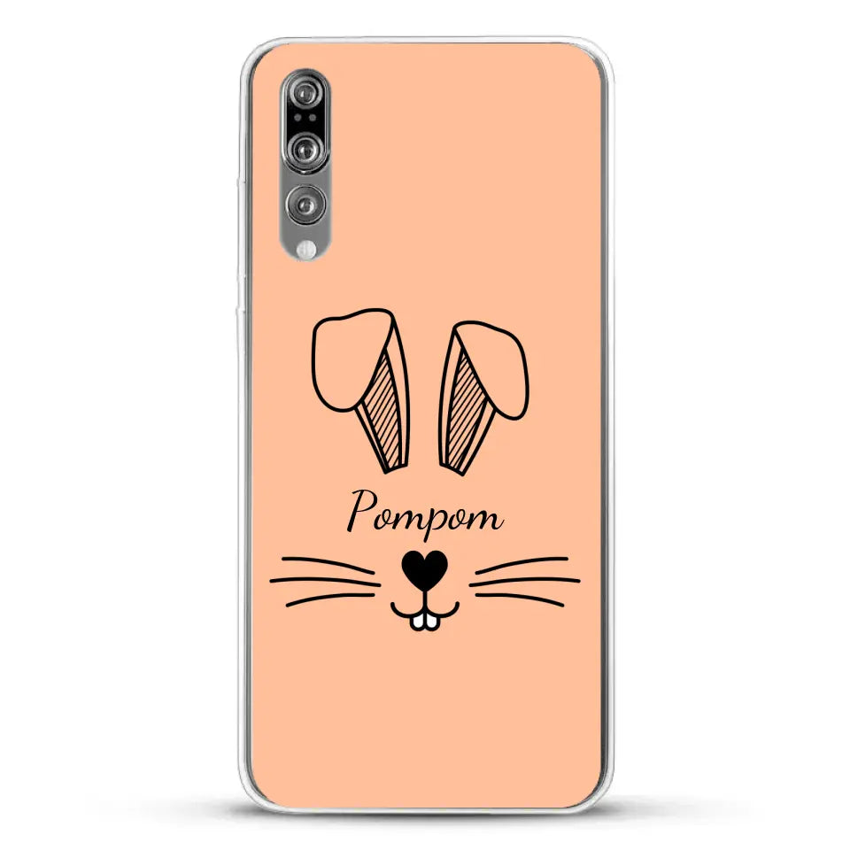 Visage de Lapin avec prénom - Coque de téléphone personnalisée