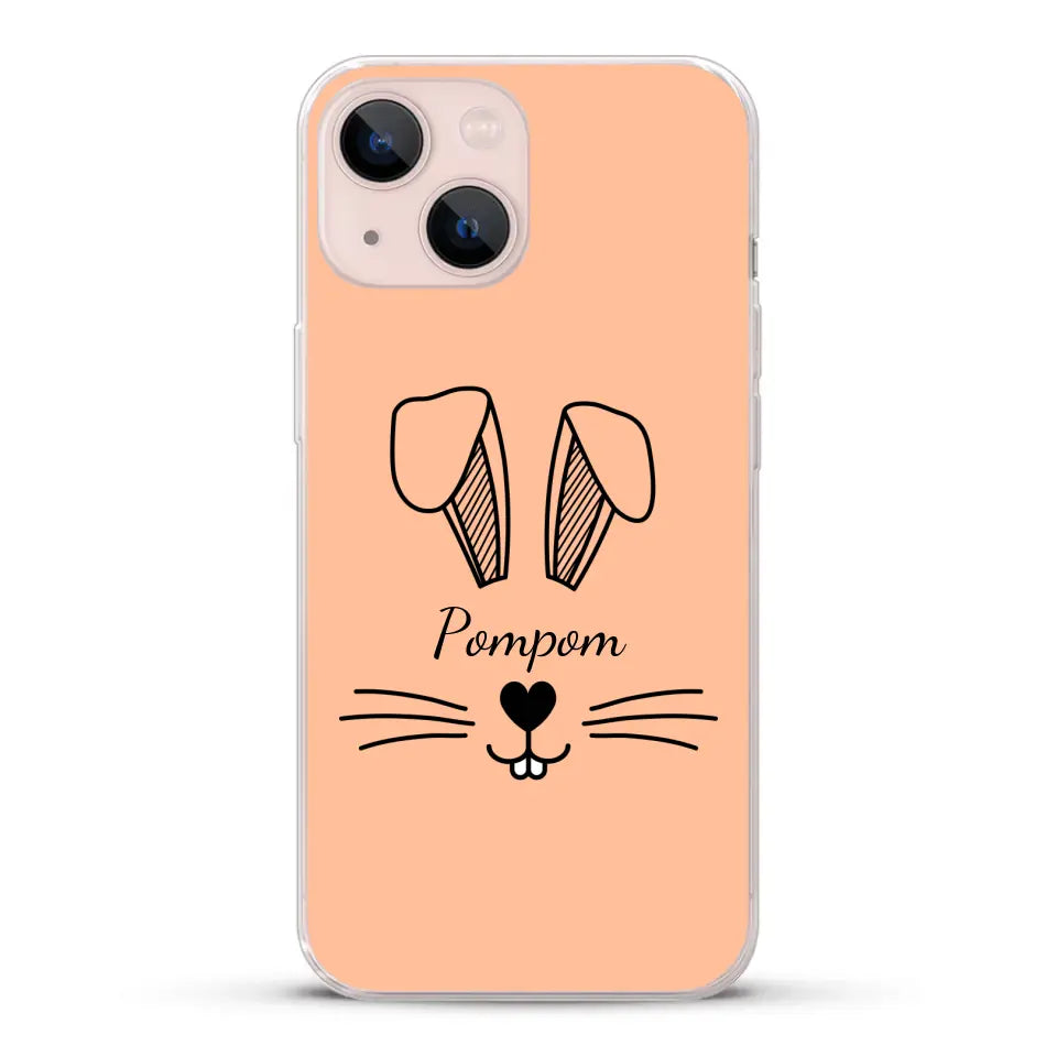 Visage de Lapin avec prénom - Coque de téléphone personnalisée