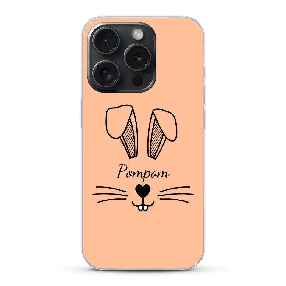 Visage de Lapin avec prénom - Coque de téléphone personnalisée