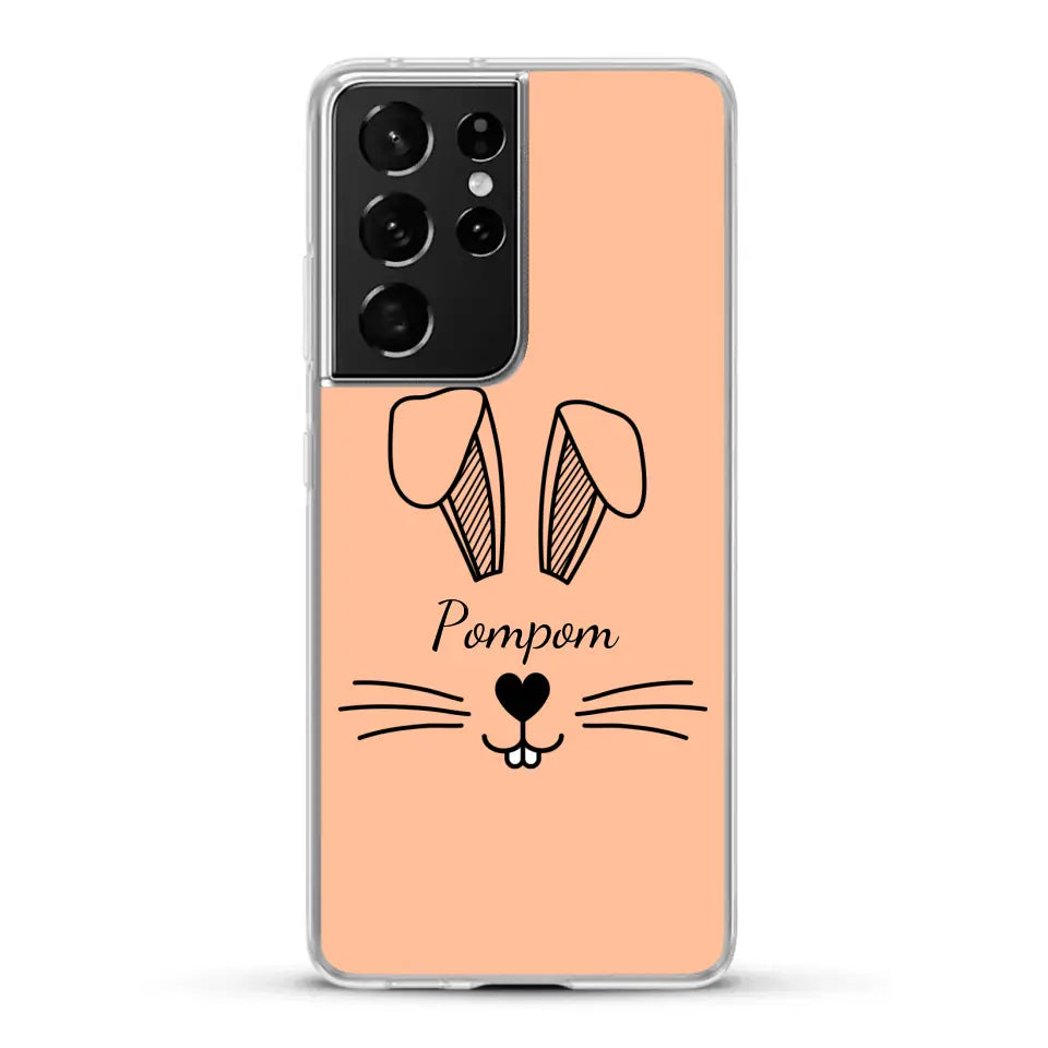 Visage de Lapin avec prénom - Coque de téléphone personnalisée