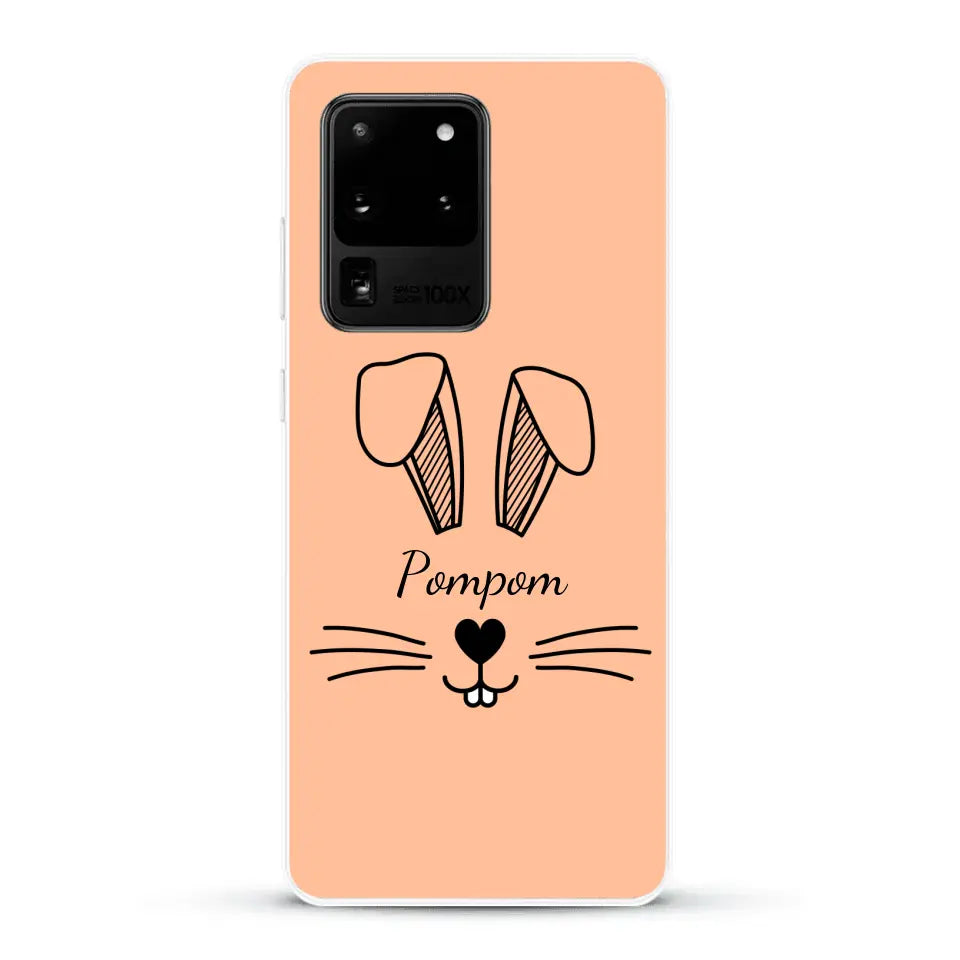 Visage de Lapin avec prénom - Coque de téléphone personnalisée