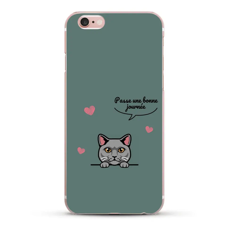 Le chat passe une bonne journée - Coque de téléphone personnalisée