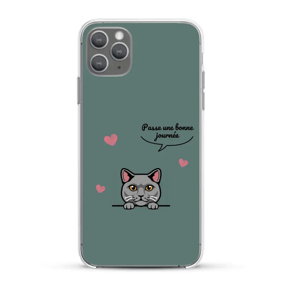 Le chat passe une bonne journée - Coque de téléphone personnalisée