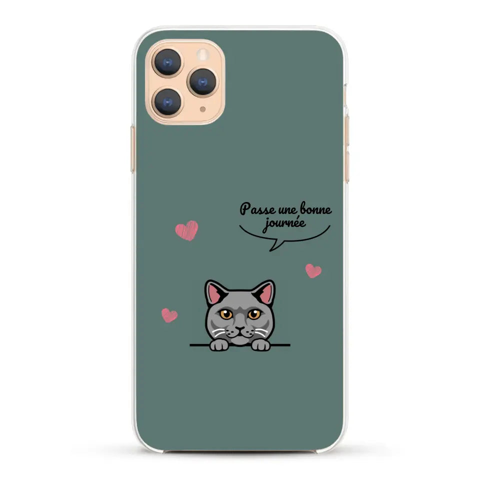 Le chat passe une bonne journée - Coque de téléphone personnalisée