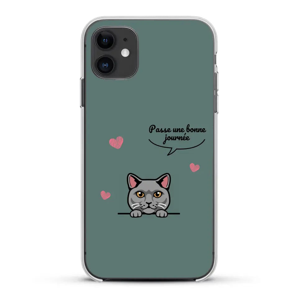 Le chat passe une bonne journée - Coque de téléphone personnalisée