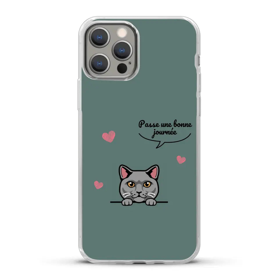 Le chat passe une bonne journée - Coque de téléphone personnalisée