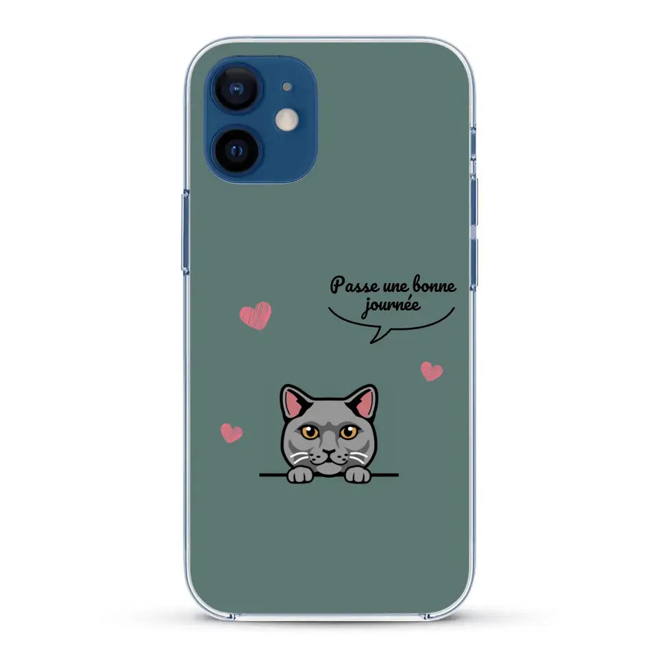 Le chat passe une bonne journée - Coque de téléphone personnalisée