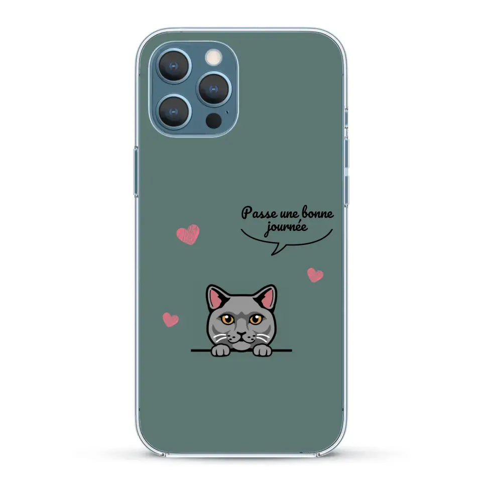 Le chat passe une bonne journée - Coque de téléphone personnalisée