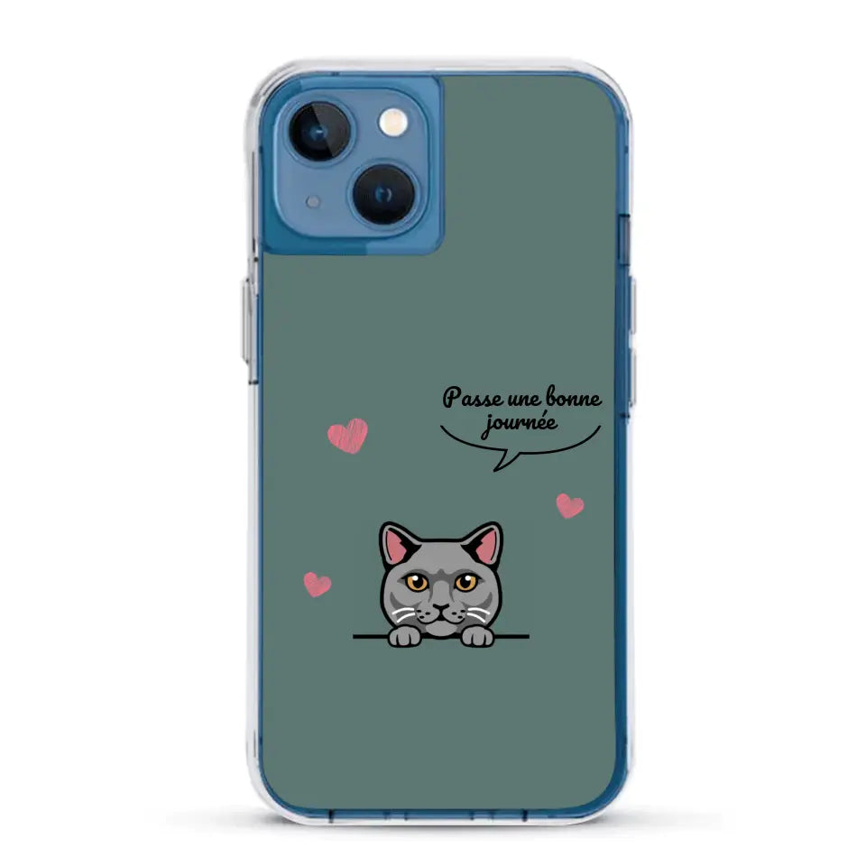 Le chat passe une bonne journée - Coque de téléphone personnalisée