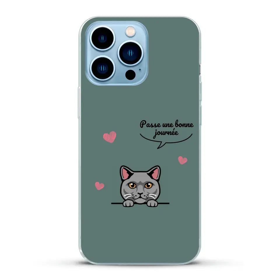 Le chat passe une bonne journée - Coque de téléphone personnalisée