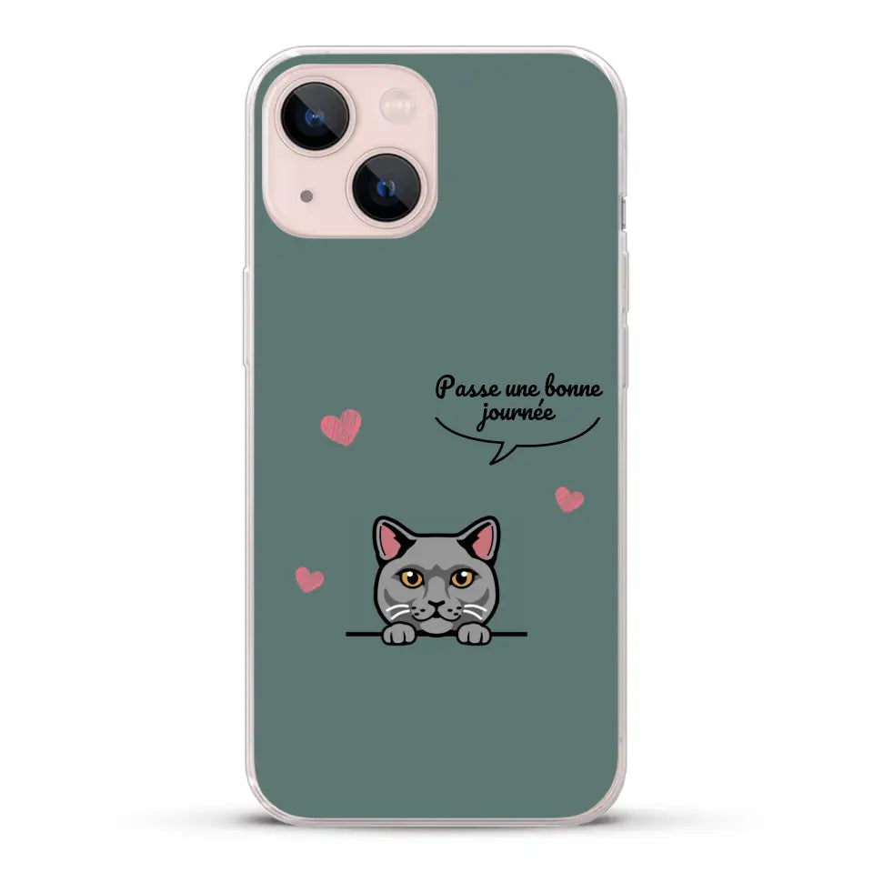 Le chat passe une bonne journée - Coque de téléphone personnalisée