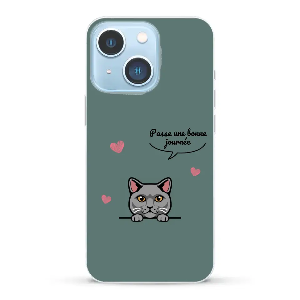 Le chat passe une bonne journée - Coque de téléphone personnalisée