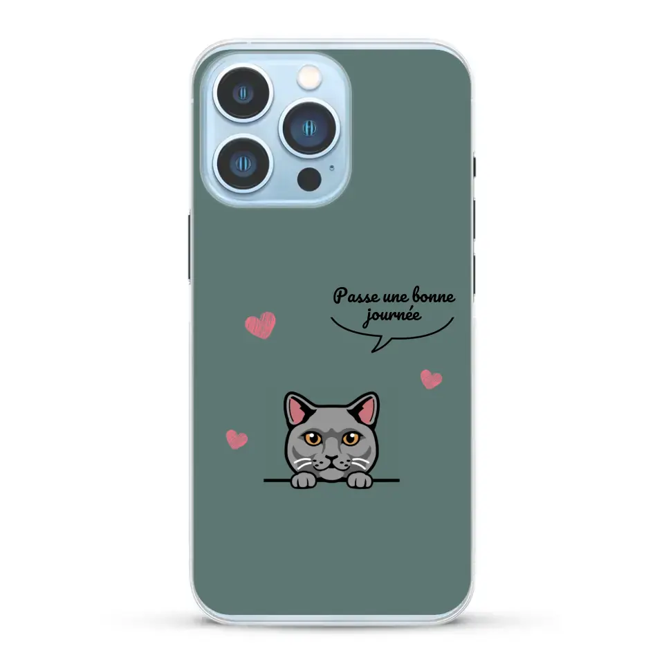 Le chat passe une bonne journée - Coque de téléphone personnalisée