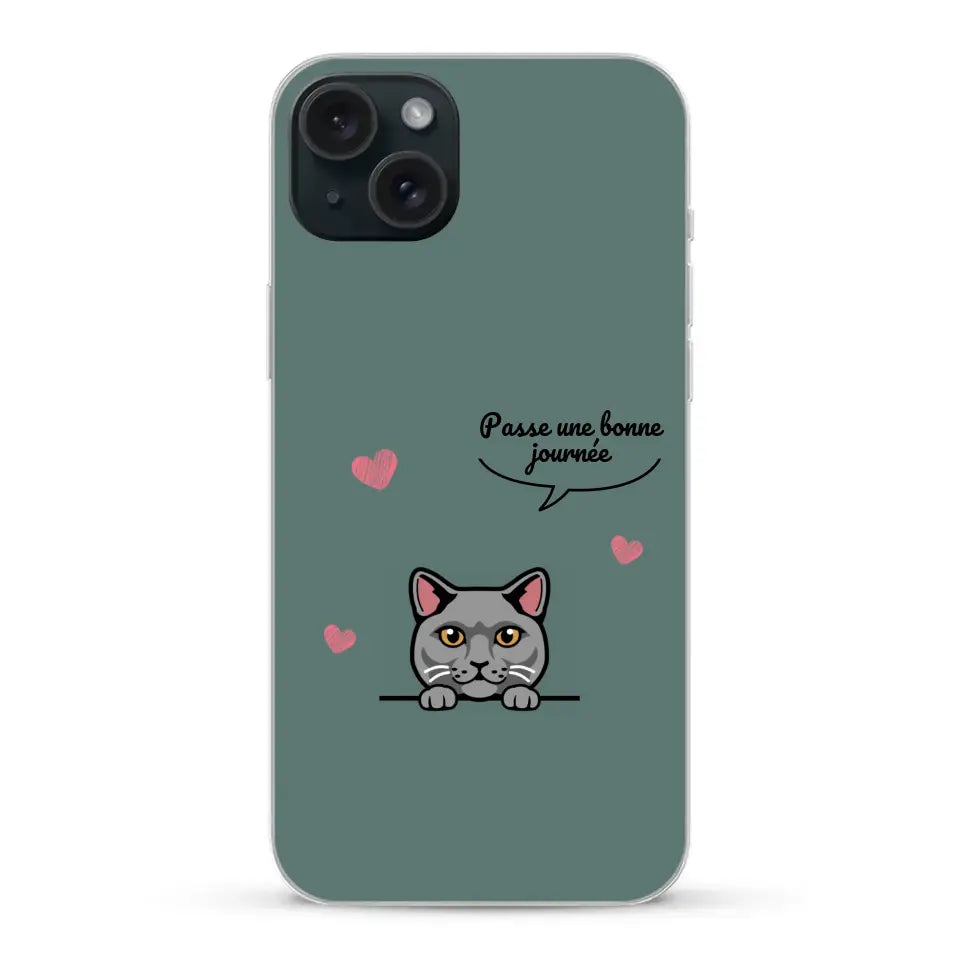 Le chat passe une bonne journée - Coque de téléphone personnalisée