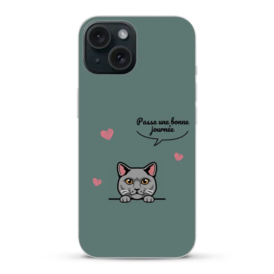 Le chat passe une bonne journée - Coque de téléphone personnalisée