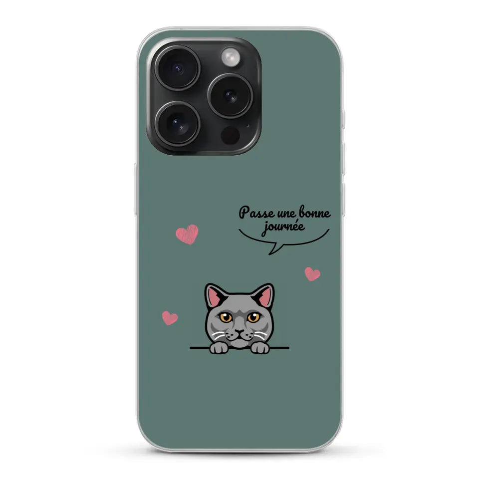 Le chat passe une bonne journée - Coque de téléphone personnalisée