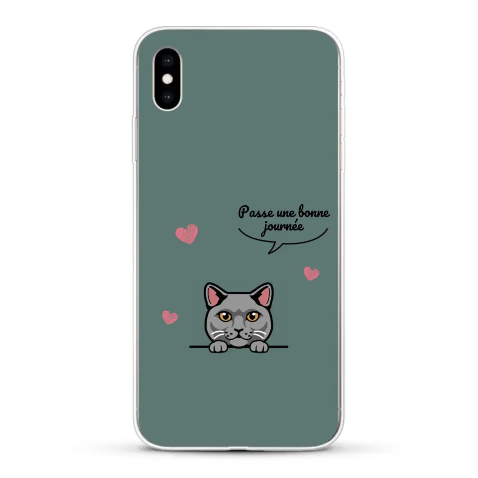 Le chat passe une bonne journée - Coque de téléphone personnalisée