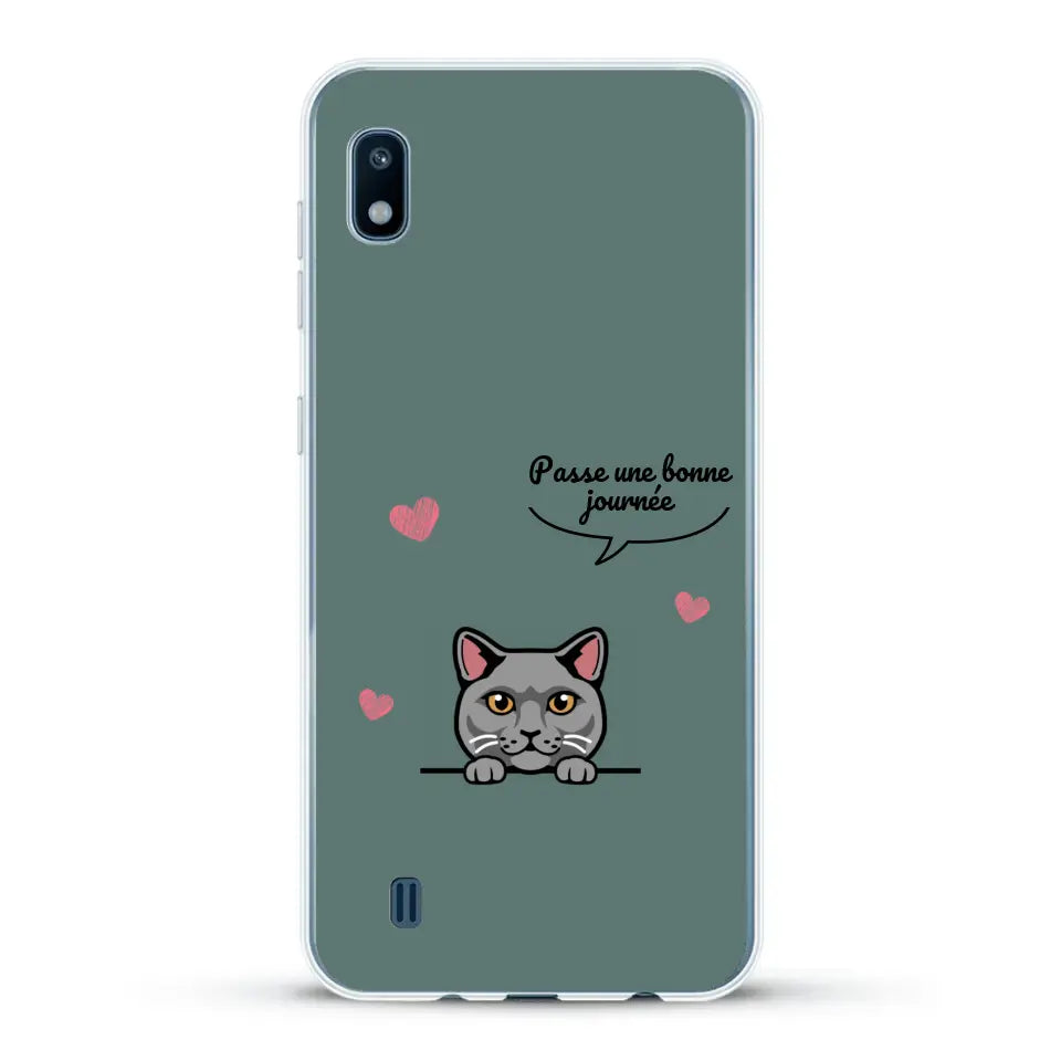 Le chat passe une bonne journée - Coque de téléphone personnalisée