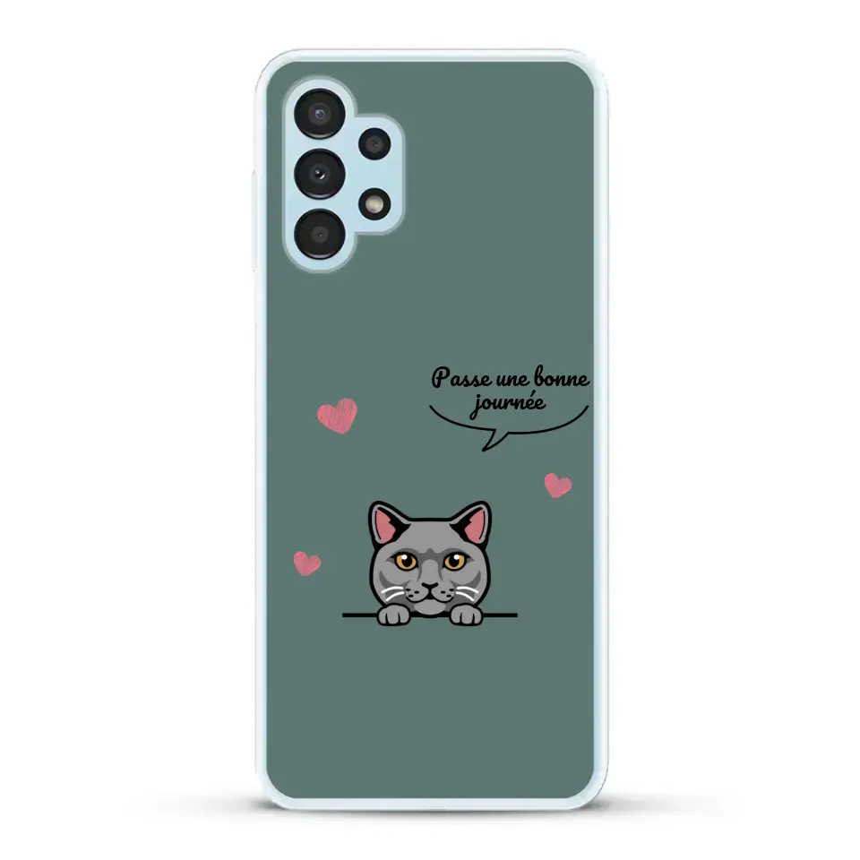 Le chat passe une bonne journée - Coque de téléphone personnalisée