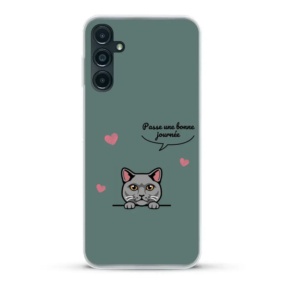 Le chat passe une bonne journée - Coque de téléphone personnalisée