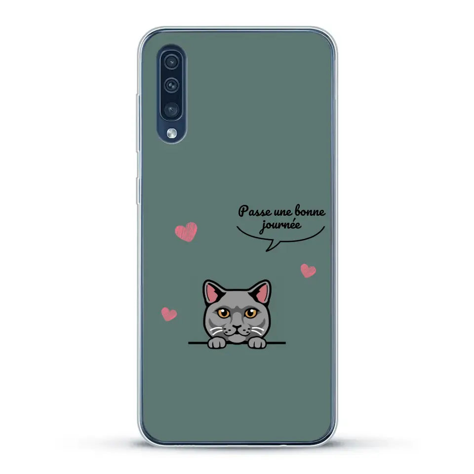 Le chat passe une bonne journée - Coque de téléphone personnalisée